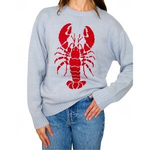 Mighty Fine Womens Lobster Graphic Sweater Blue Americana M Fishermancore Prep